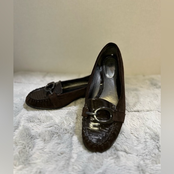 Alfani Dark Brown Suede Loafers with Buckle Detail - Picture 1 of 11